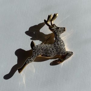 Crystal Reindeer Brooch